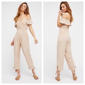 Free People Cream Off-Shoulder Jumpsuit